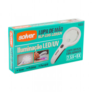 Lupa De Mão Portátil Com 8 Leds E Ultravioleta Com Aumento Bifocal Slp-195 - Led /Uv Para Estética - Solver