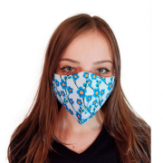 Máscara Tecido Modelo Floral Azul - BCMED