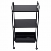 Mesa Carrinho Auxiliar com 1 Bandeja e 2 Prateleiras - Linha Black Para Barbearias - BCMED