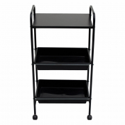 Mesa Carrinho Auxiliar com 2 Bandejas e 1 Prateleira - Linha Black Para Barbearias - BCMED