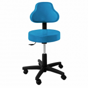 Cadeira mocho comfort, na cor azul claro, com encosto e ajuste de altura