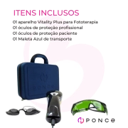 Novo Vitality Plus Preto - Aparelho de Fototerapia LED com 4 Cores + Óculos e Maleta - Ponce