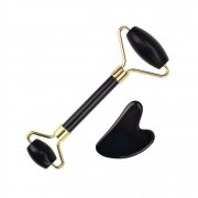 Rolo Massageador de Obsidiana Negra + Guasha Coração - Smart GR