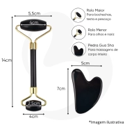 Rolo Massageador de Obsidiana Negra + Guasha Coração - Smart GR