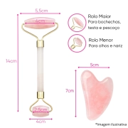Smart Massageador Rolo de Quartzo Rosa + Guasha Coração - Smart GR